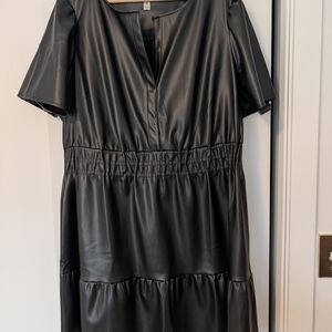 Elegant Black Faux Leather Dress